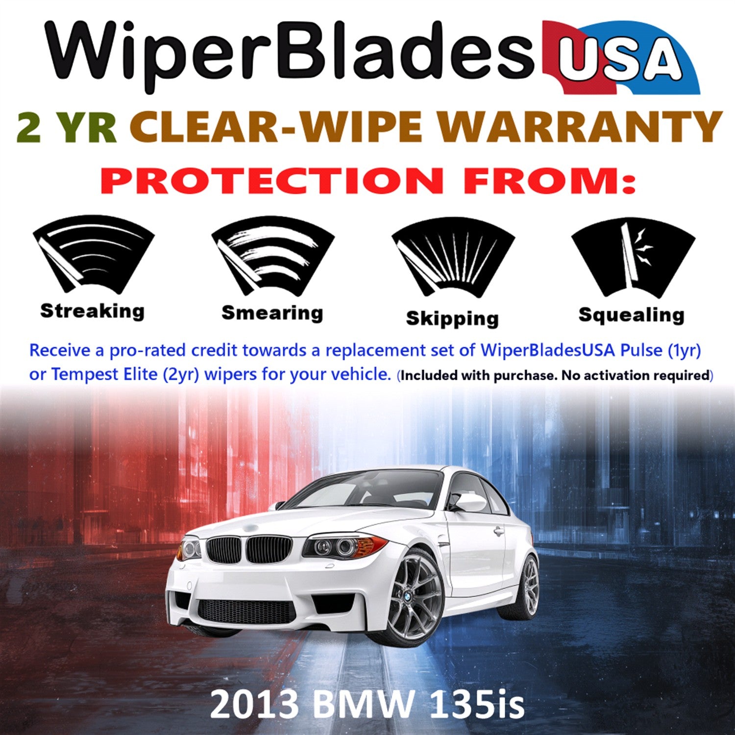 2013 BMW 135is Front Wiper blades Set  Includes 2yr Wear Warranty & Free Delivery