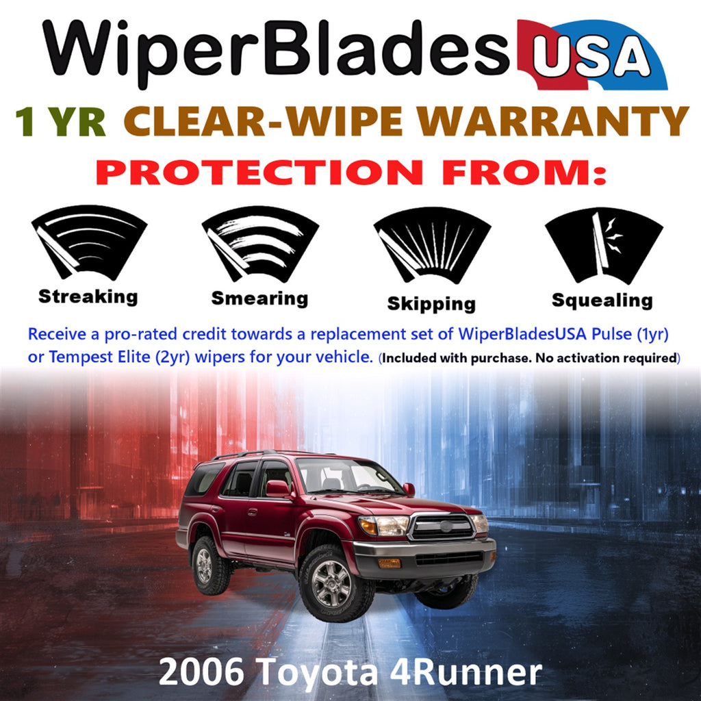 2006 Toyota 4Runner Front w/Rear Wiper blades Set Includes 1yr Wear Warranty & Free Delivery