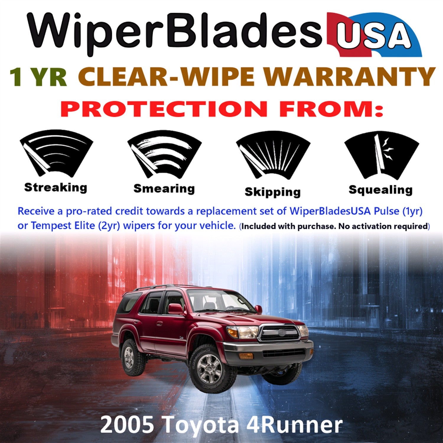 2005 Toyota 4Runner Front Wiper blades Set Includes 1yr Wear Warranty & Free Delivery