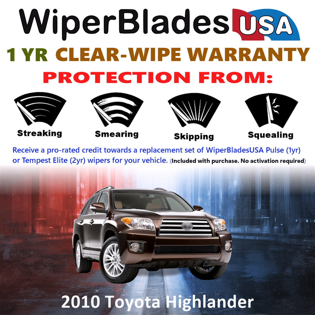 2010 Toyota Highlander Front Wiper blades Set Includes 1yr Wear Warranty & Free Delivery