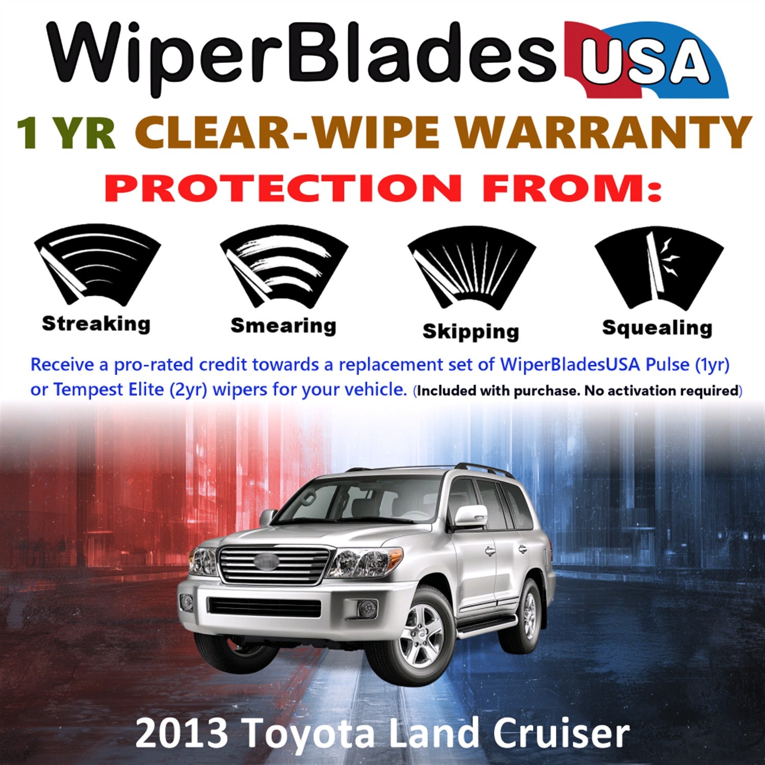 2013 Toyota Land Cruiser Front Wiper blades Set Includes 1yr Wear Warranty & Free Delivery
