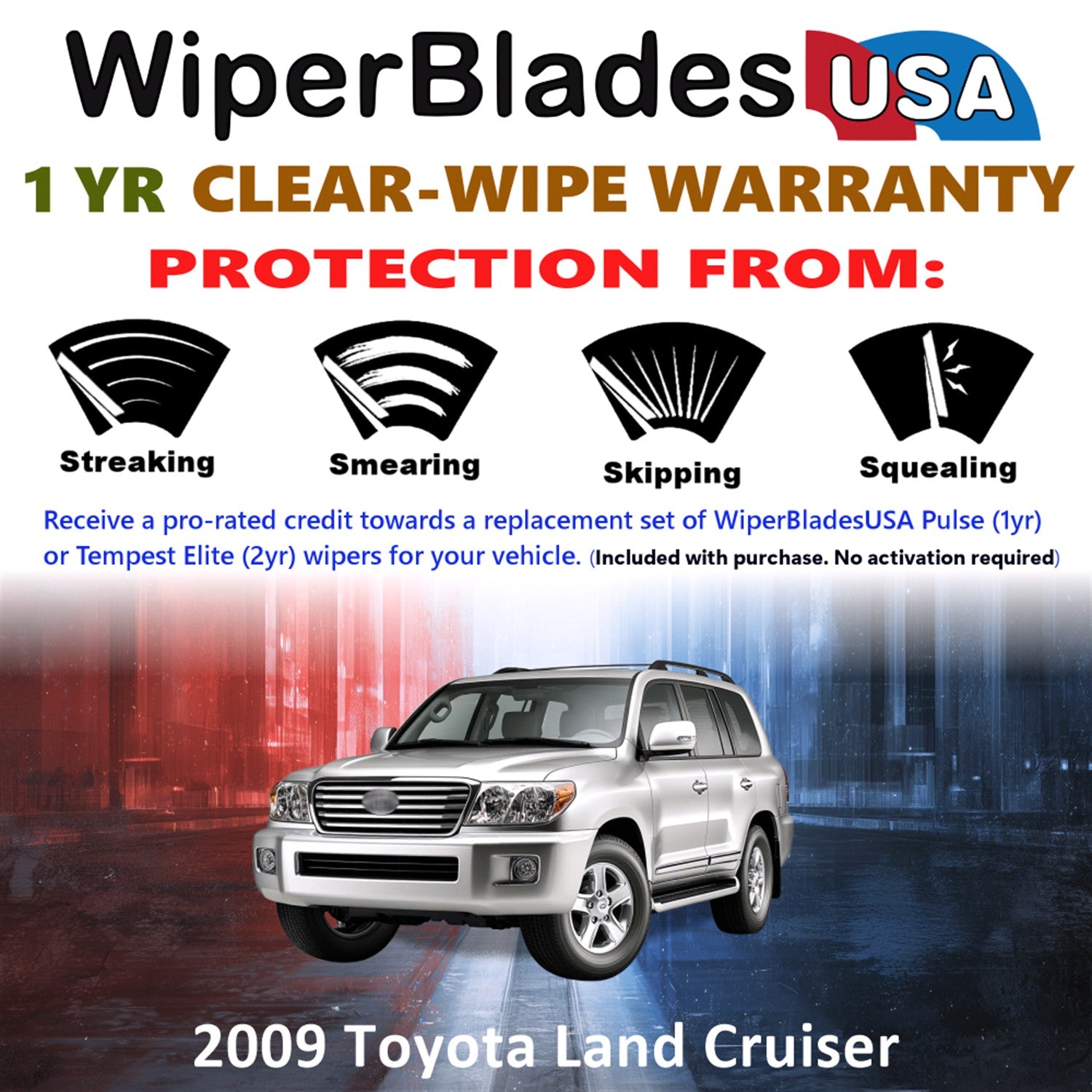 2009 Toyota Land Cruiser Front w/Rear Wiper blades Set Includes 1yr Wear Warranty & Free Delivery