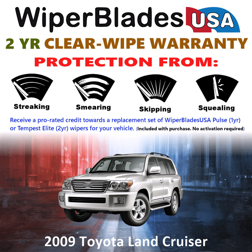 2009 Toyota Land Cruiser Front w/Rear Wiper blades Set  Includes 2yr Wear Warranty & Free Delivery