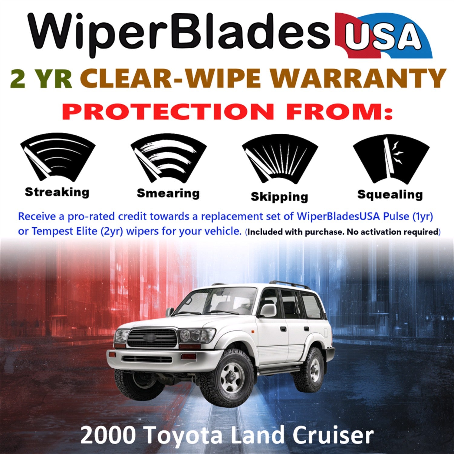 2000 Toyota Land Cruiser Front Wiper blades Set  Includes 2yr Wear Warranty & Free Delivery