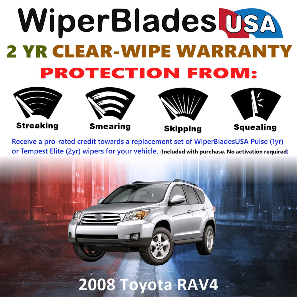 2008 Toyota RAV4 Front w/Rear Wiper blades Set  Includes 2yr Wear Warranty & Free Delivery