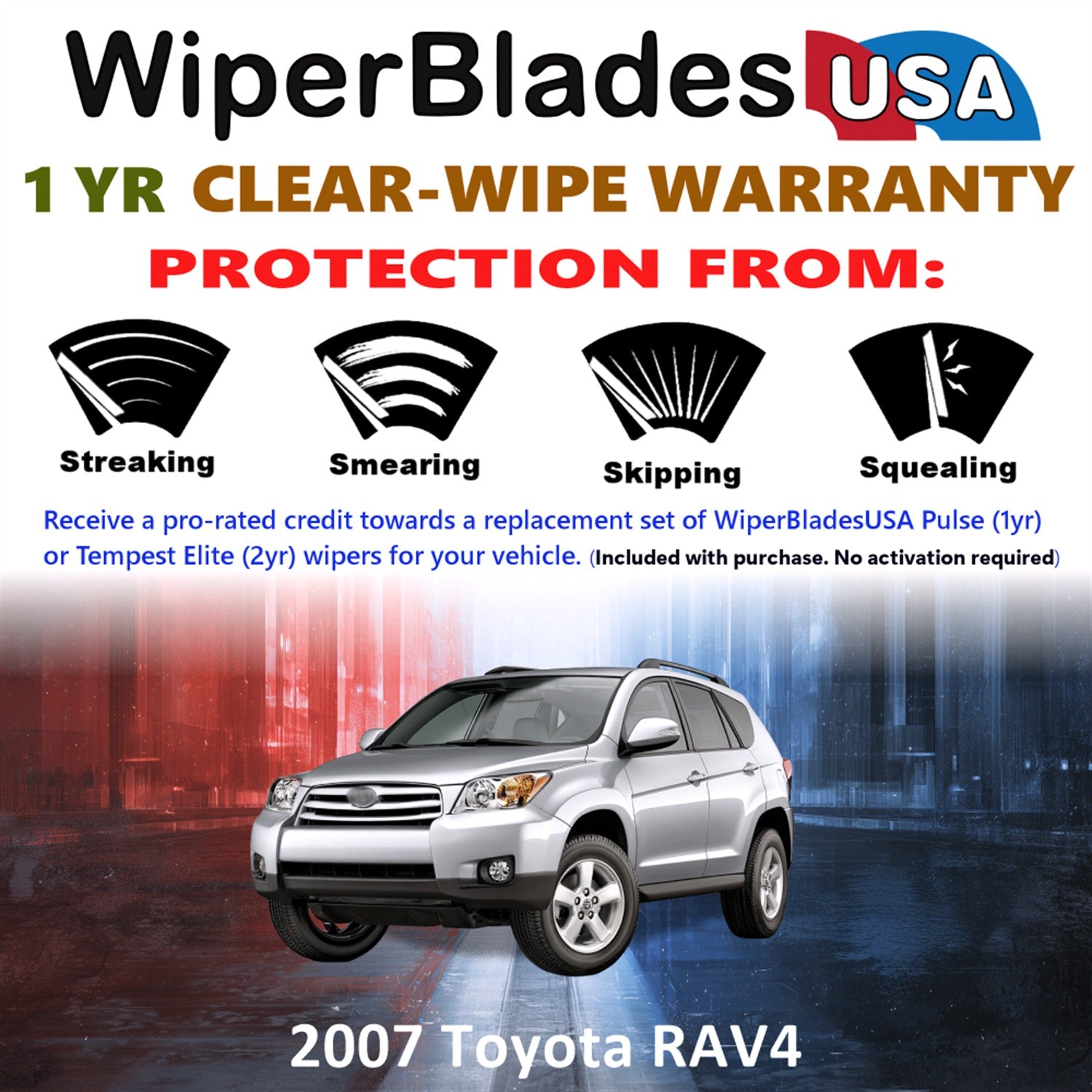 2007 Toyota RAV4 Front Wiper blades Set Includes 1yr Wear Warranty & Free Delivery