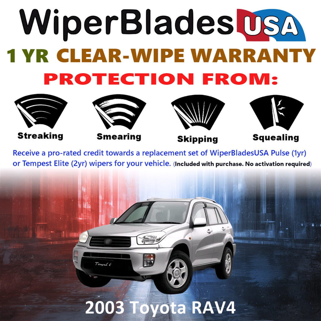 2003 Toyota RAV4 Front Wiper blades Set Includes 1yr Wear Warranty & Free Delivery