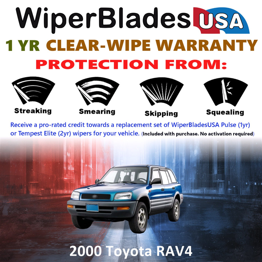 2000 Toyota RAV4 Front w/Rear Wiper blades Set Includes 1yr Wear Warranty & Free Delivery
