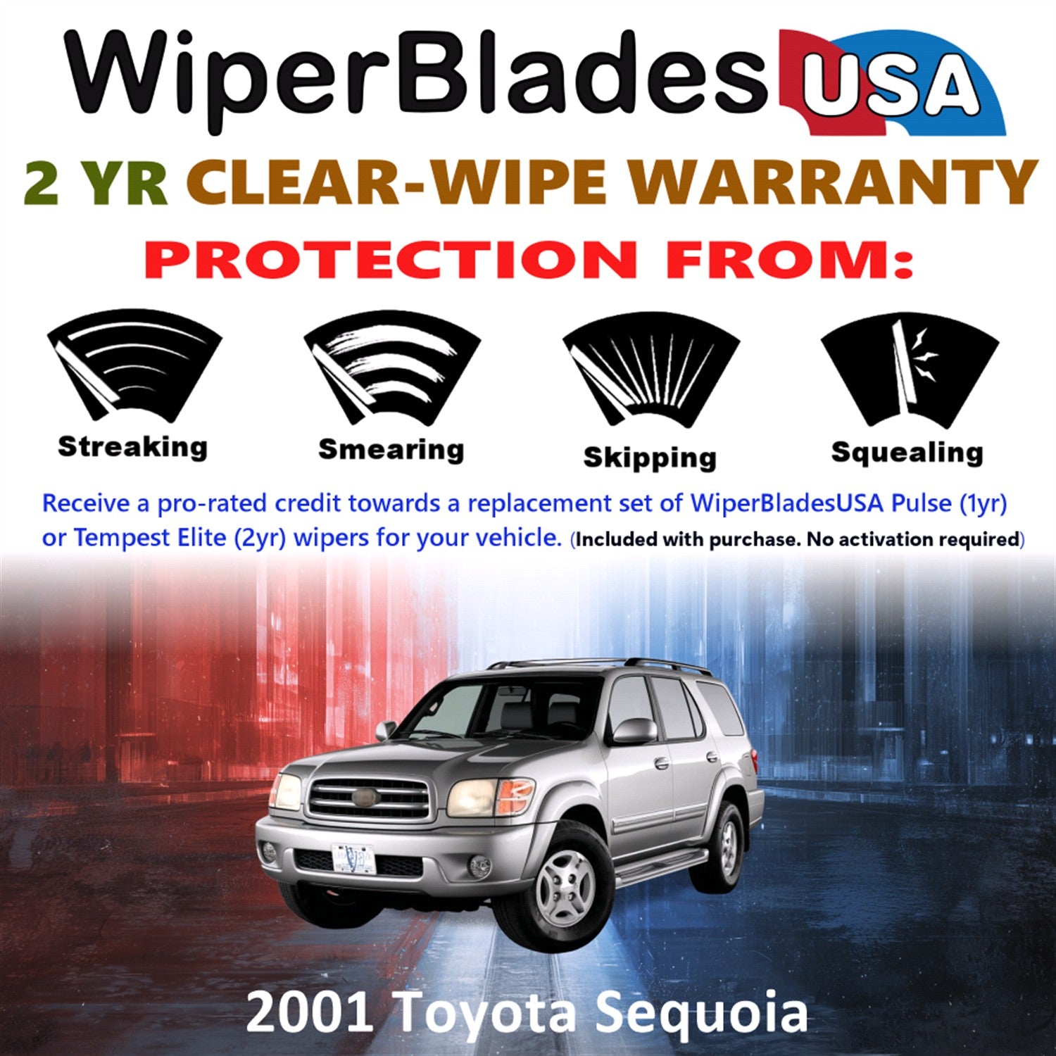 2001 Toyota Sequoia Front Wiper blades Set  Includes 2yr Wear Warranty & Free Delivery