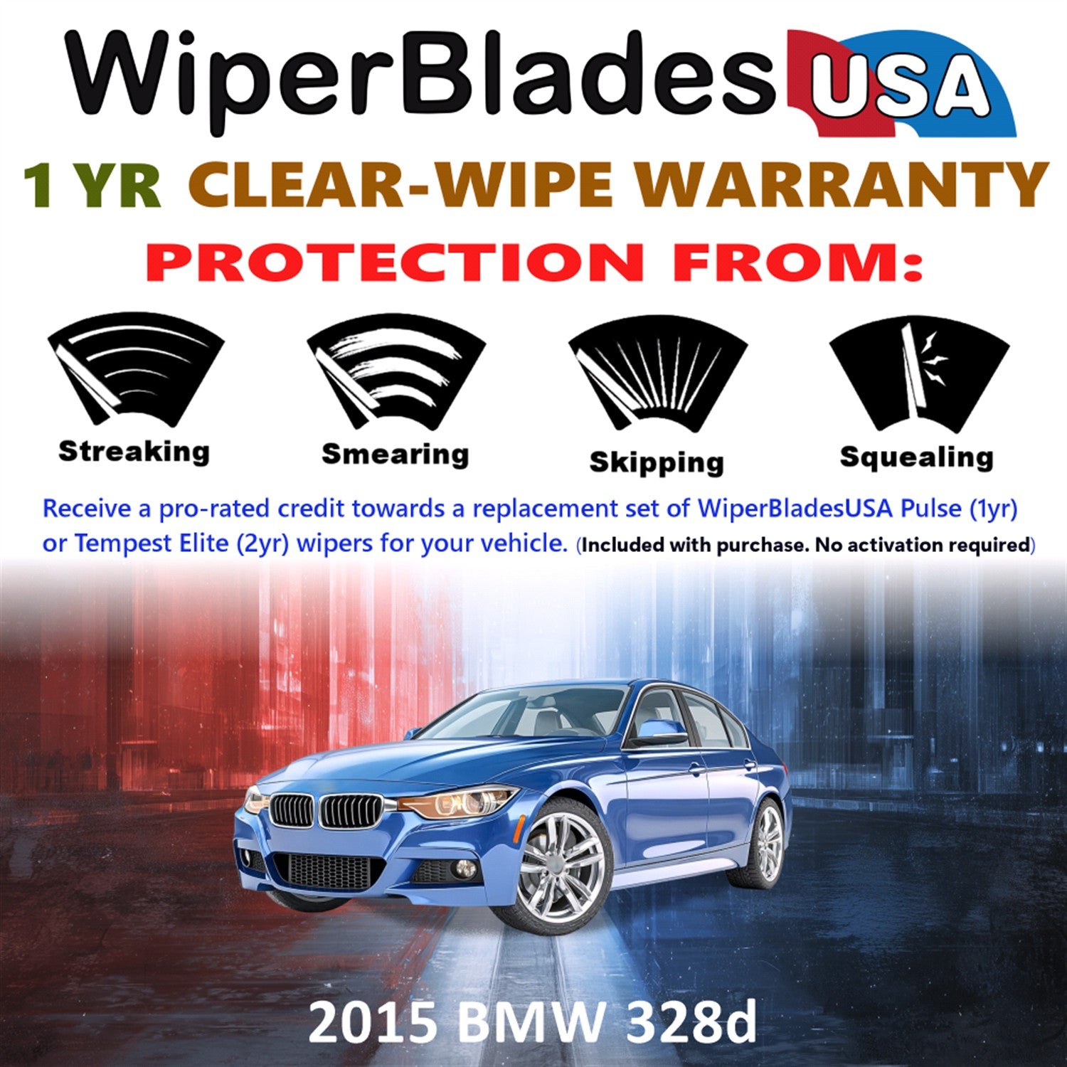 2015 BMW 328d Front Wiper blades Set Includes 1yr Wear Warranty & Free Delivery