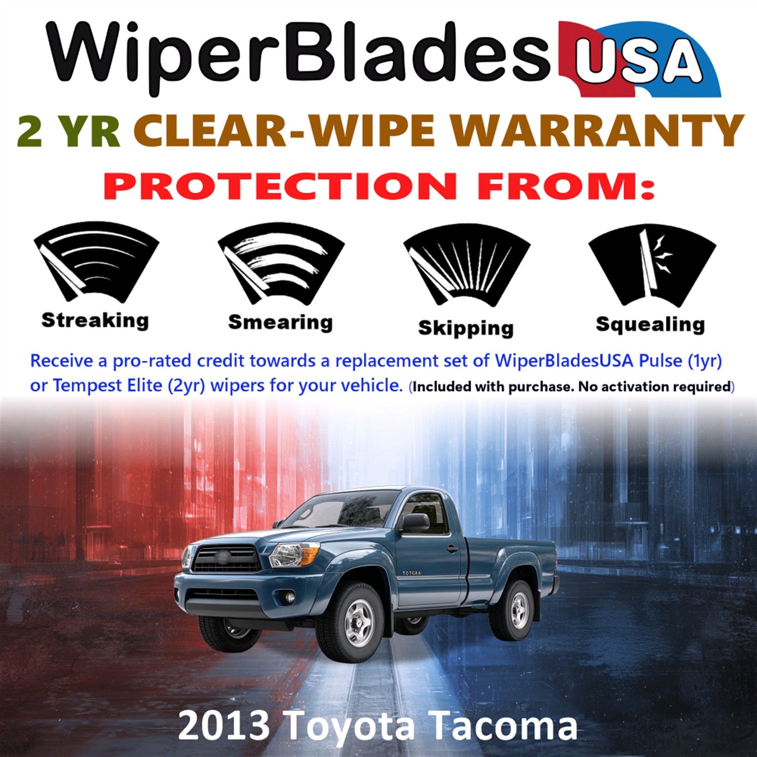 2013 Toyota Tacoma Front Wiper blades Set  Includes 2yr Wear Warranty & Free Delivery