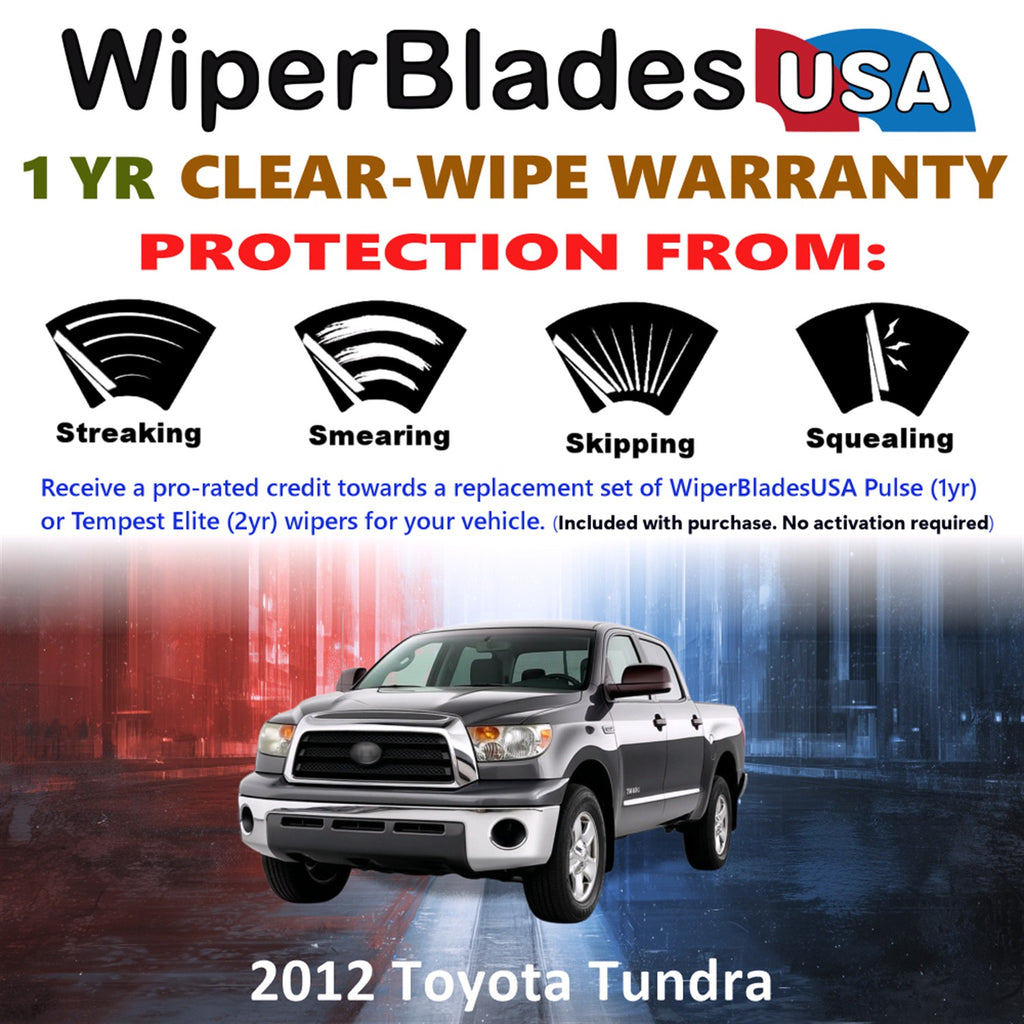 2012 Toyota Tundra Front Wiper blades Set Includes 1yr Wear Warranty & Free Delivery