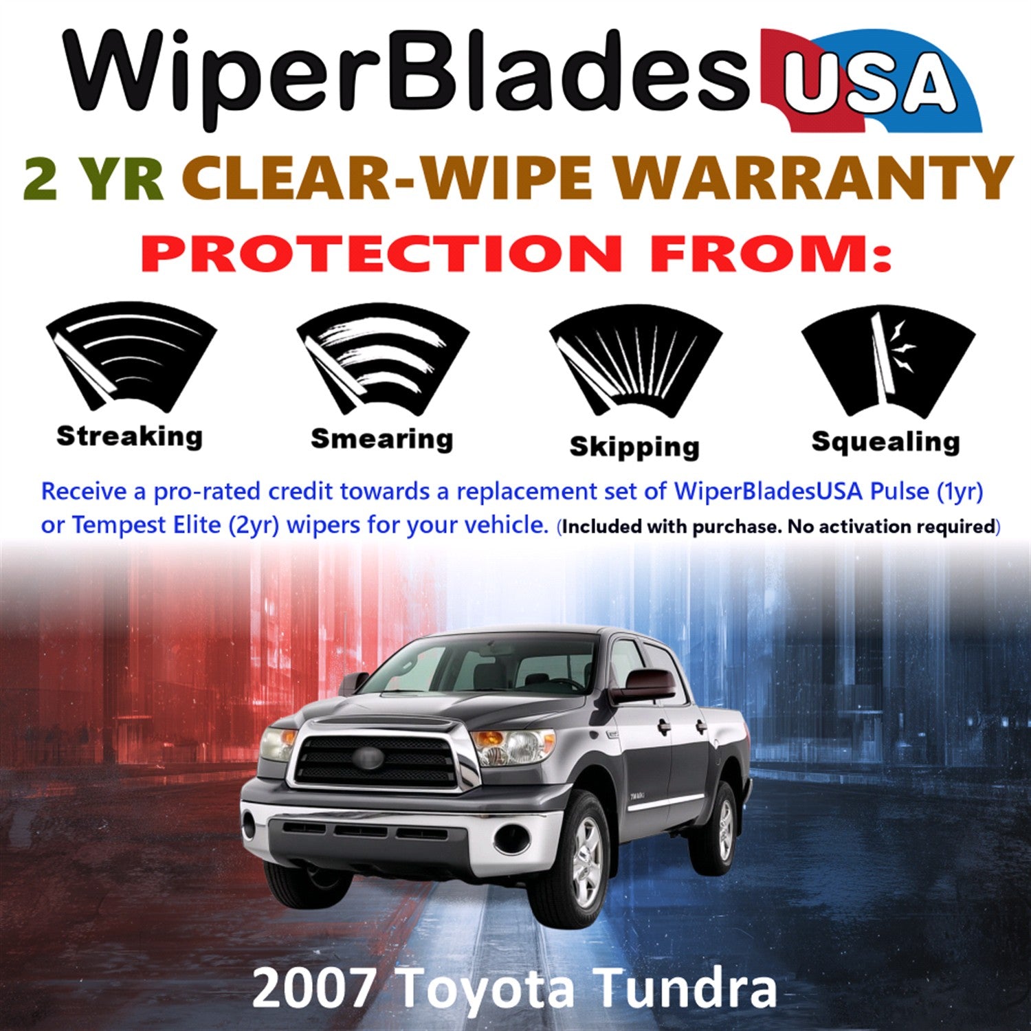 2007 Toyota Tundra Front Wiper blades Set  Includes 2yr Wear Warranty & Free Delivery