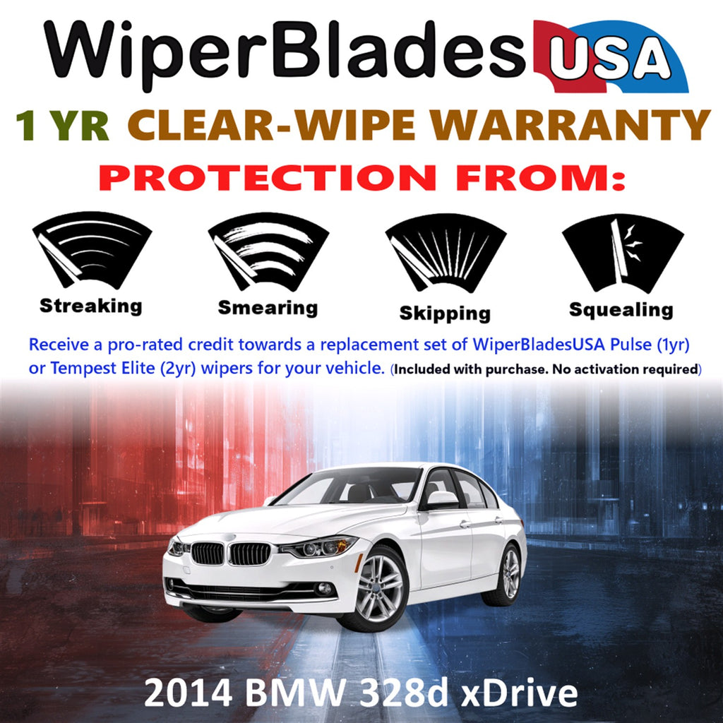 2014 BMW 328d xDrive Front Wiper blades Set Includes 1yr Wear Warranty & Free Delivery