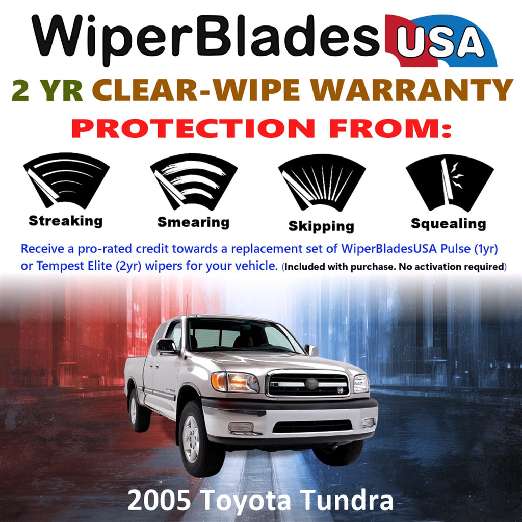 2005 Toyota Tundra Front Wiper blades Set  Includes 2yr Wear Warranty & Free Delivery