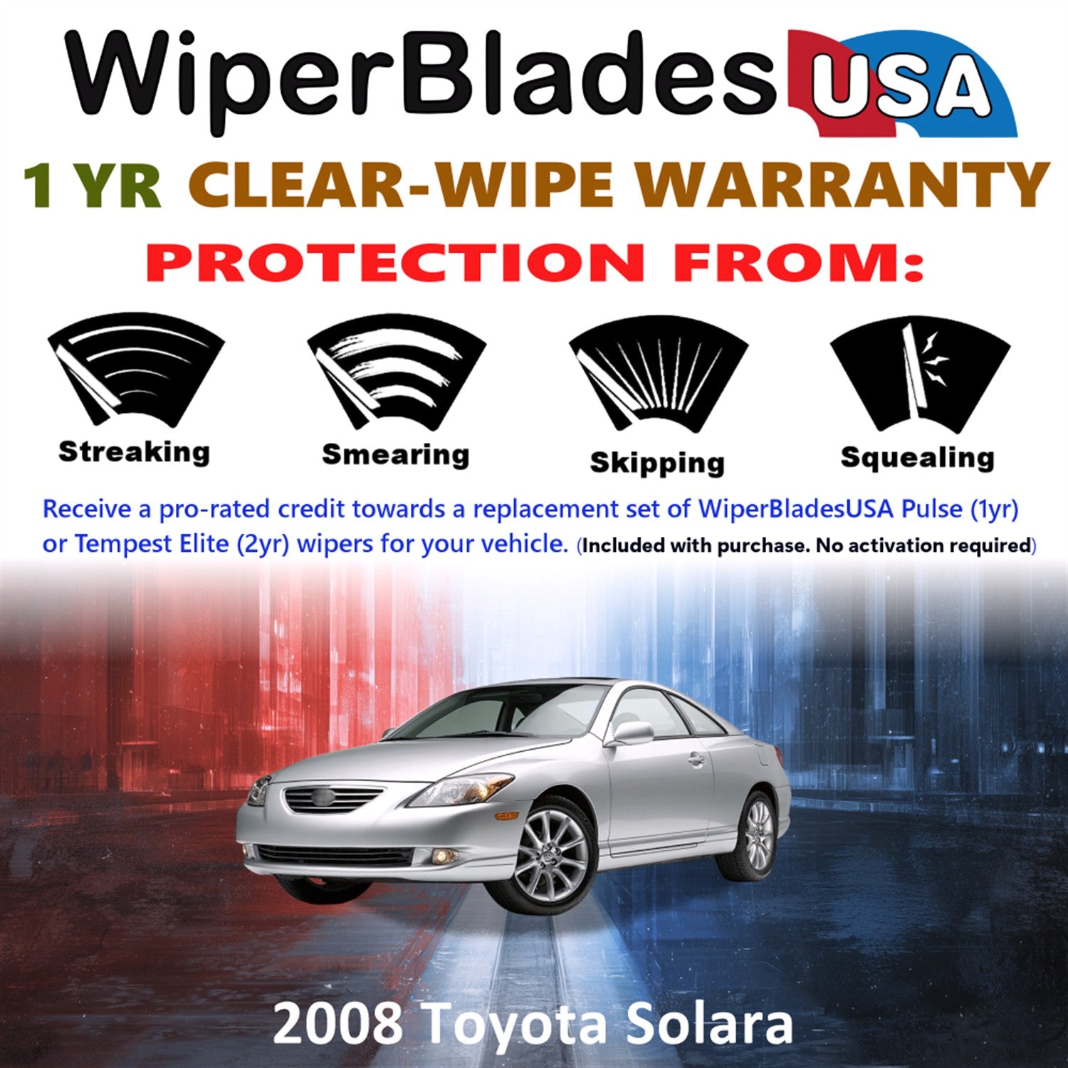 2008 Toyota Solara Front Wiper blades Set Includes 1yr Wear Warranty & Free Delivery