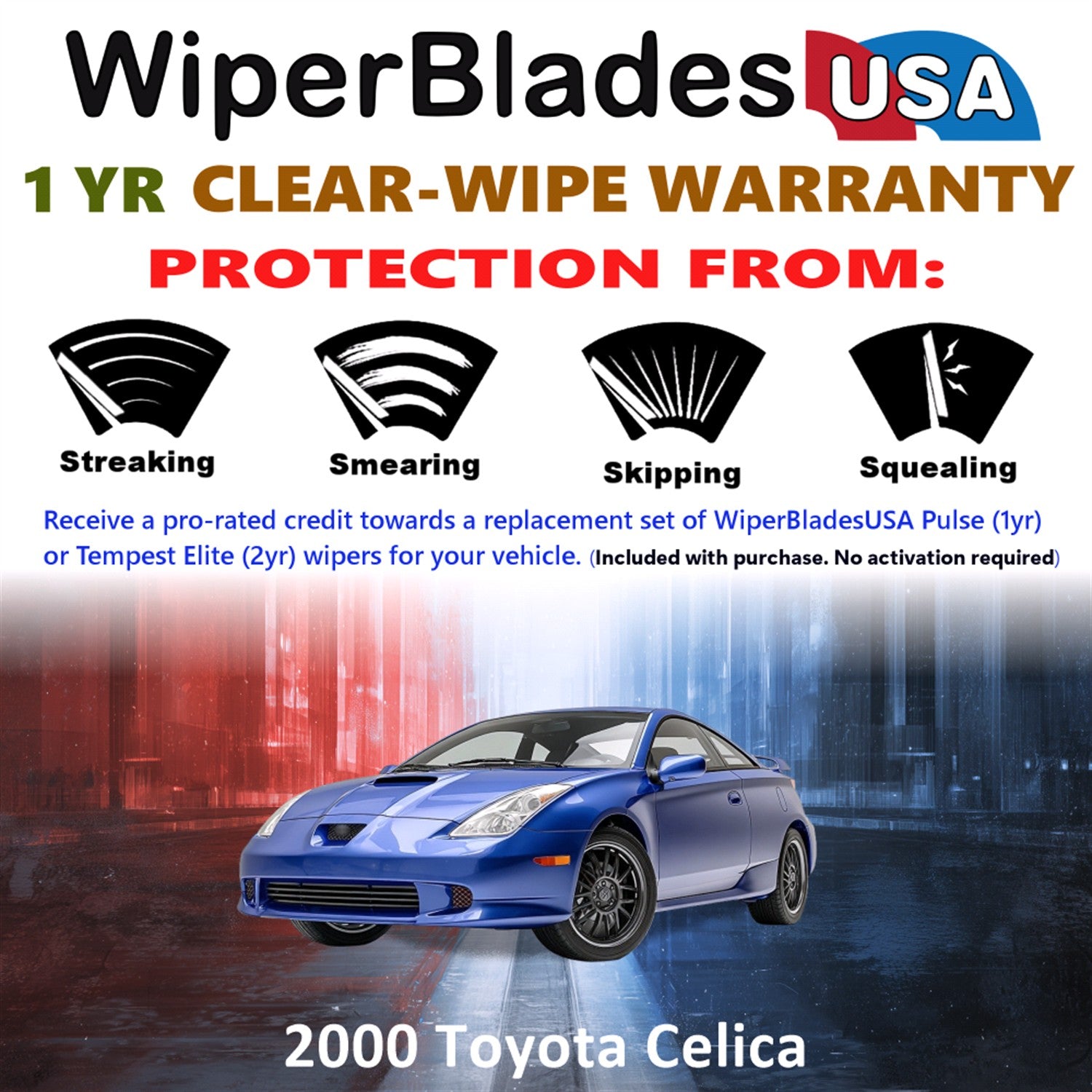 2000 Toyota Celica Front Wiper blades Set Includes 1yr Wear Warranty & Free Delivery