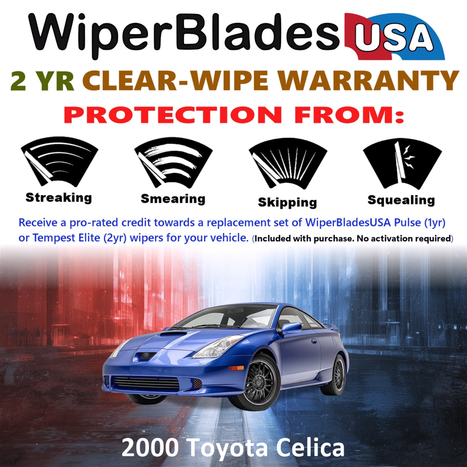 2000 Toyota Celica Front Wiper blades Set  Includes 2yr Wear Warranty & Free Delivery