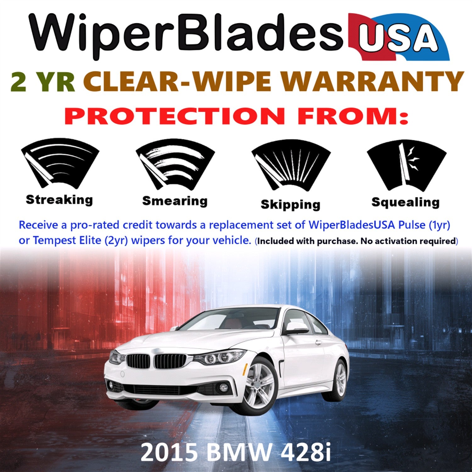 2015 BMW 428i Front Wiper blades Set  Includes 2yr Wear Warranty & Free Delivery