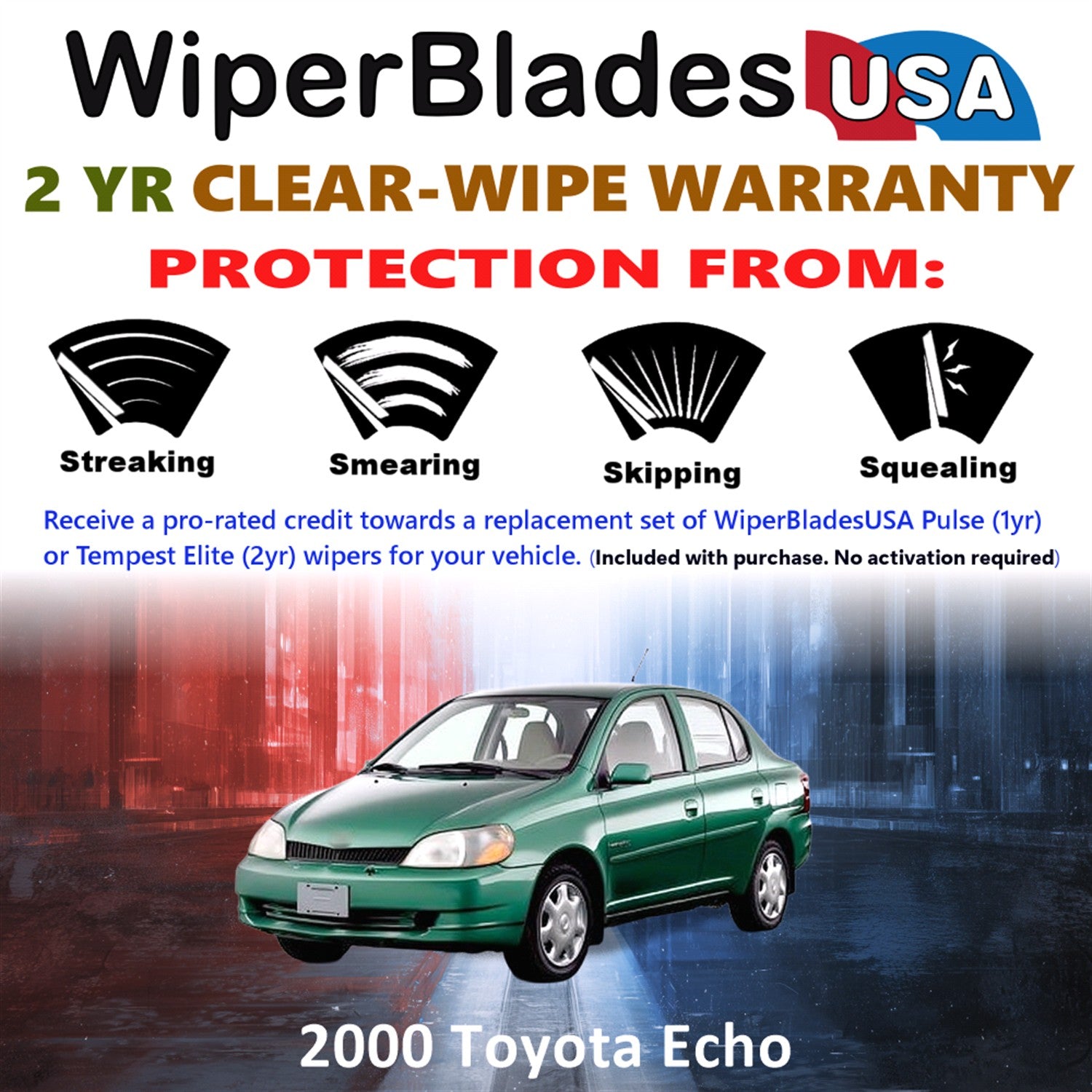 2000 Toyota Echo Front Wiper blades Set  Includes 2yr Wear Warranty & Free Delivery
