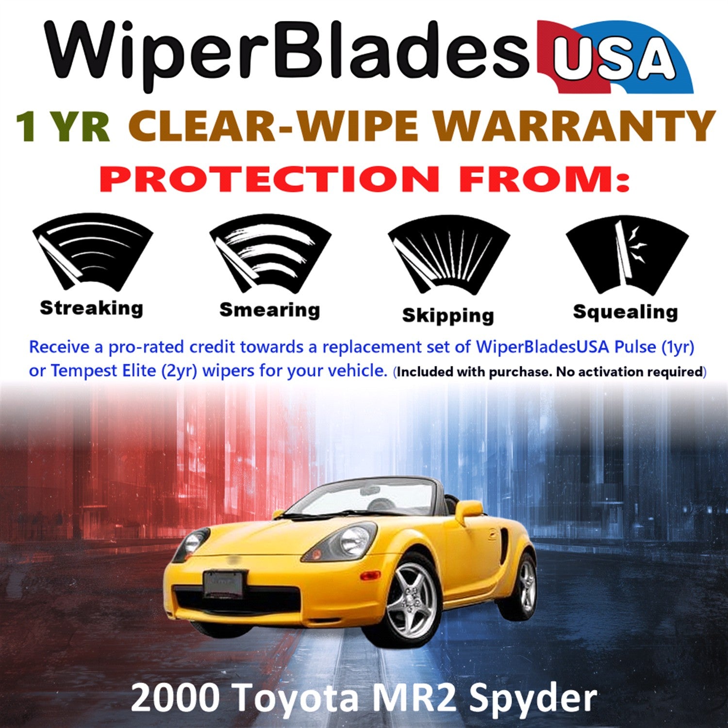 2000 Toyota MR2 Spyder Front Wiper blades Set Includes 1yr Wear Warranty & Free Delivery