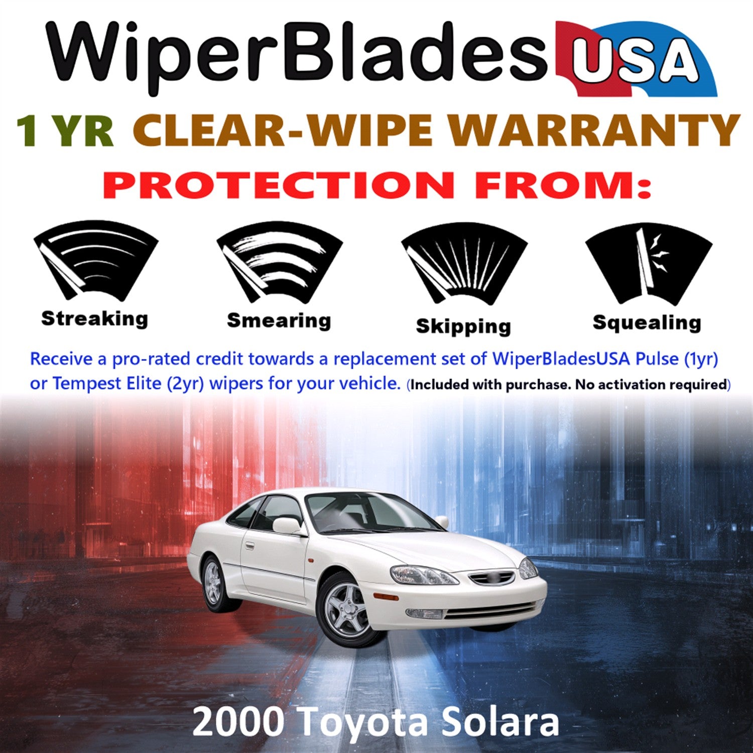 2000 Toyota Solara Front Wiper blades Set Includes 1yr Wear Warranty & Free Delivery
