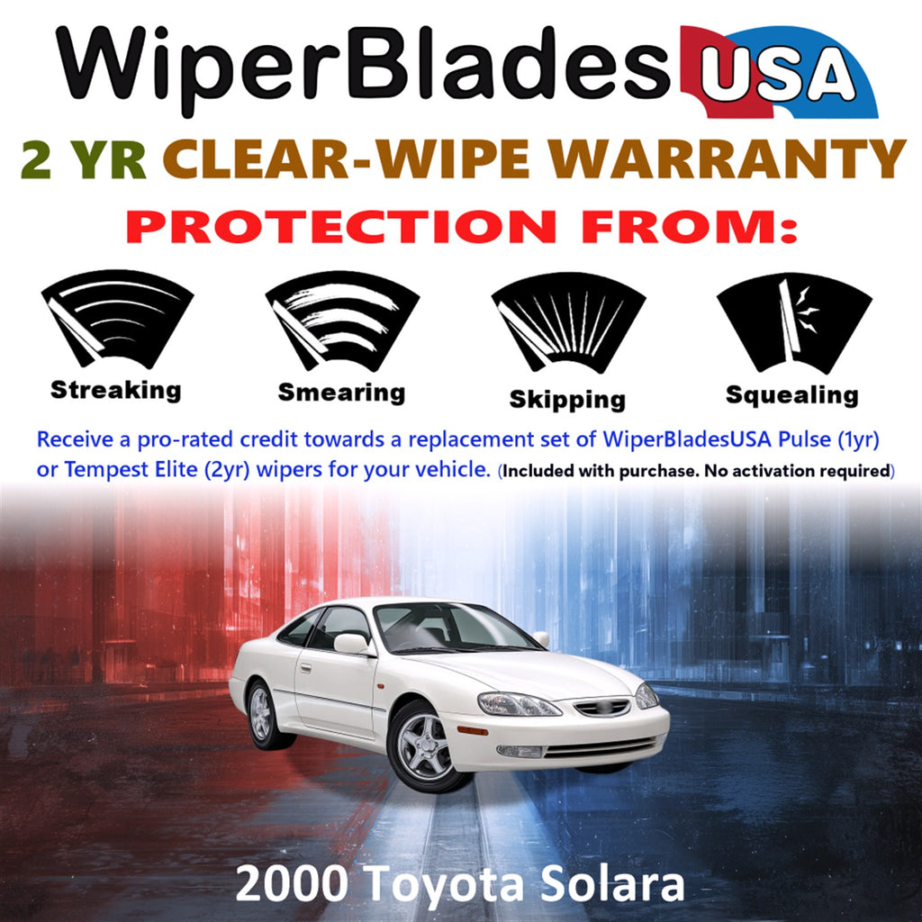 2000 Toyota Solara Front Wiper blades Set  Includes 2yr Wear Warranty & Free Delivery
