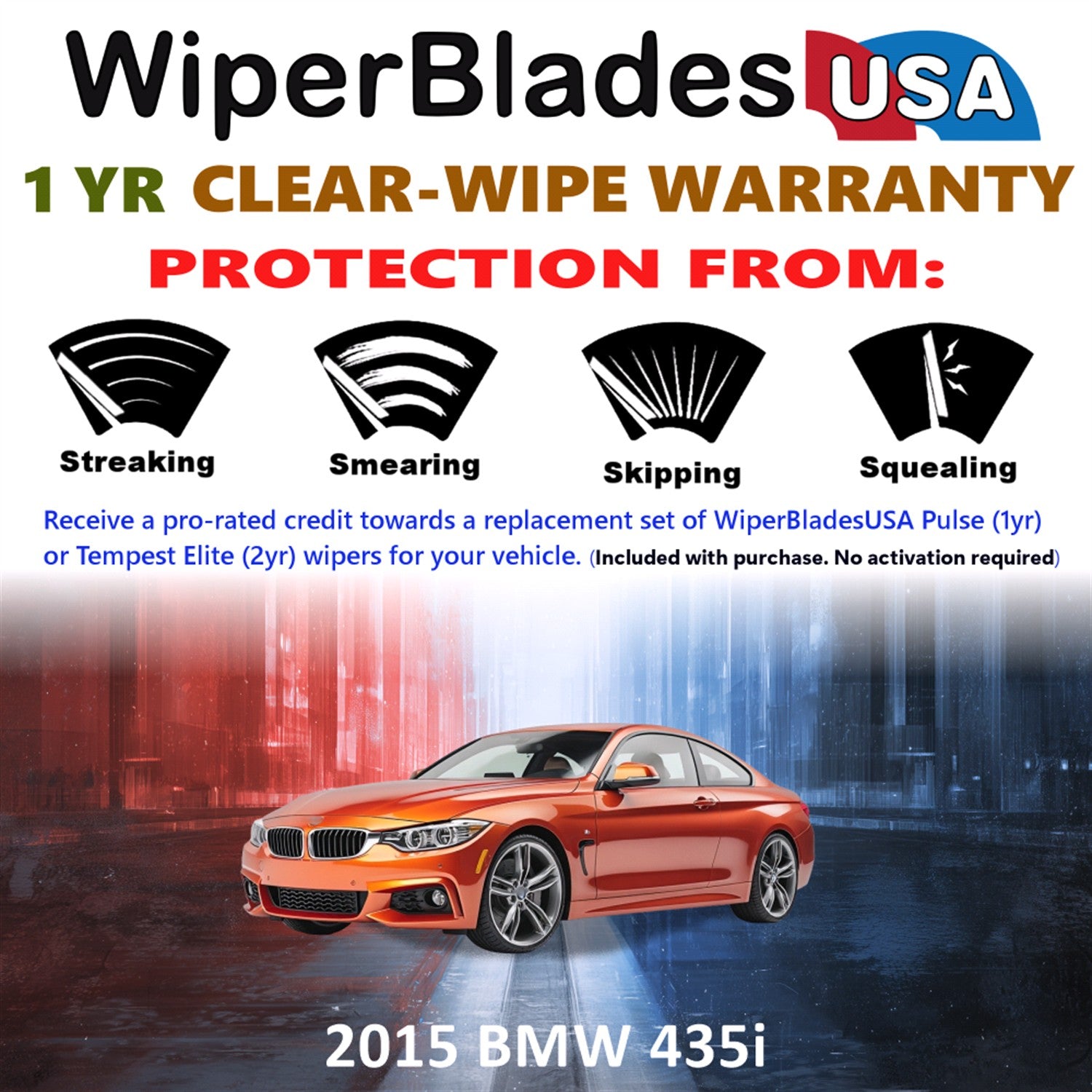2015 BMW 435i Front Wiper blades Set Includes 1yr Wear Warranty & Free Delivery