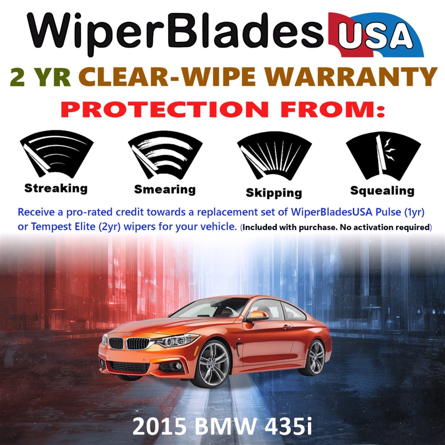 2015 BMW 435i Front Wiper blades Set  Includes 2yr Wear Warranty & Free Delivery