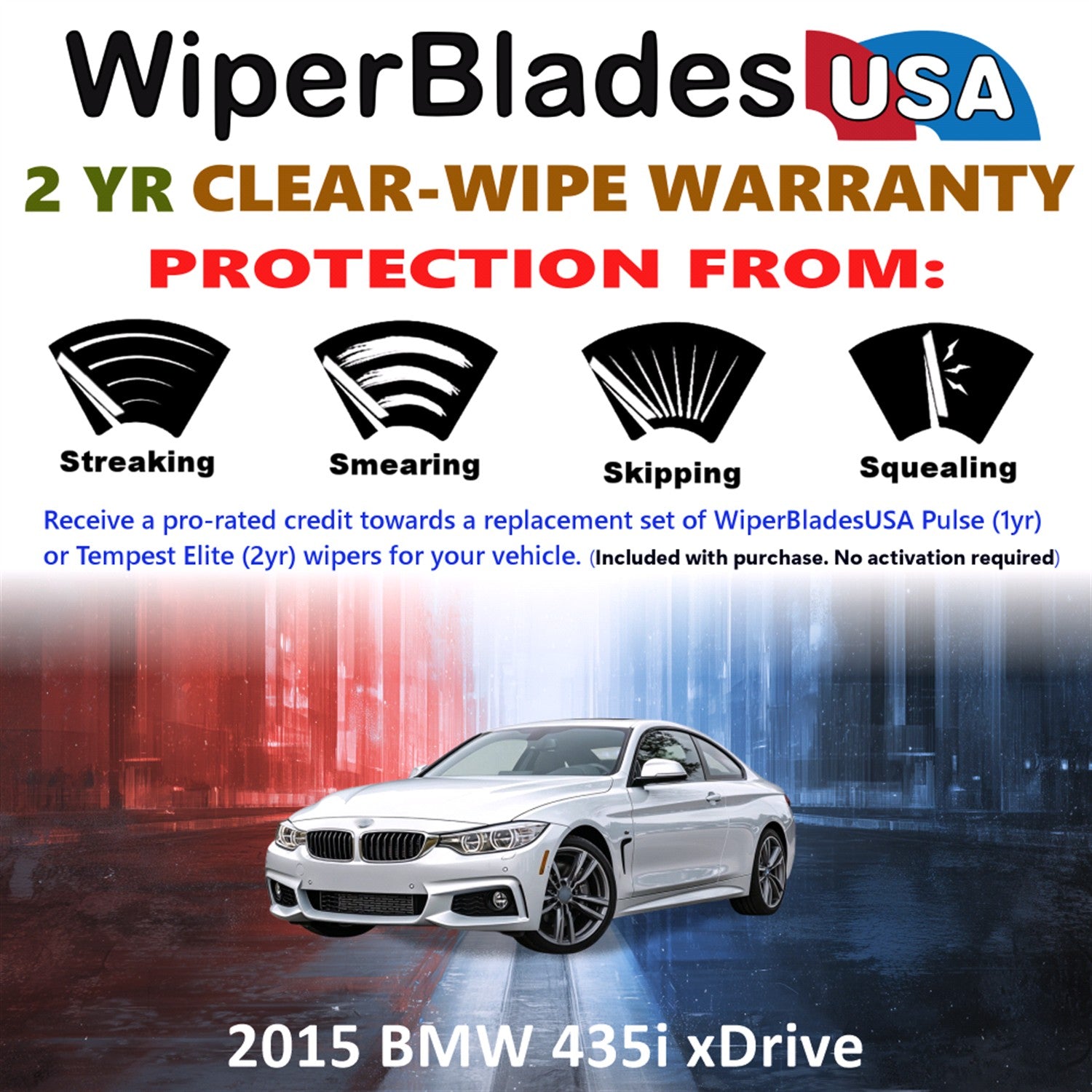 2015 BMW 435i xDrive Front Wiper blades Set  Includes 2yr Wear Warranty & Free Delivery