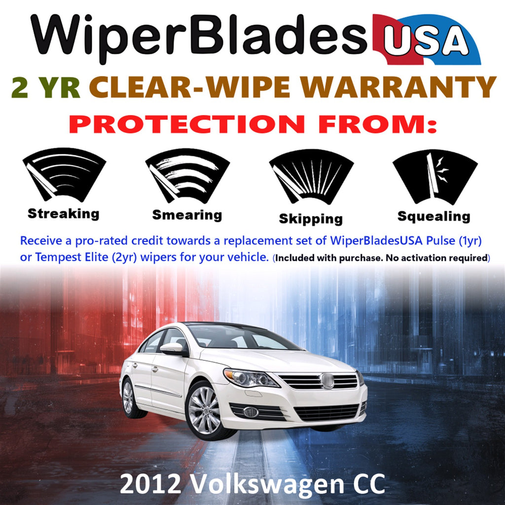 2012 Volkswagen CC Front Wiper blades Set  Includes 2yr Wear Warranty & Free Delivery