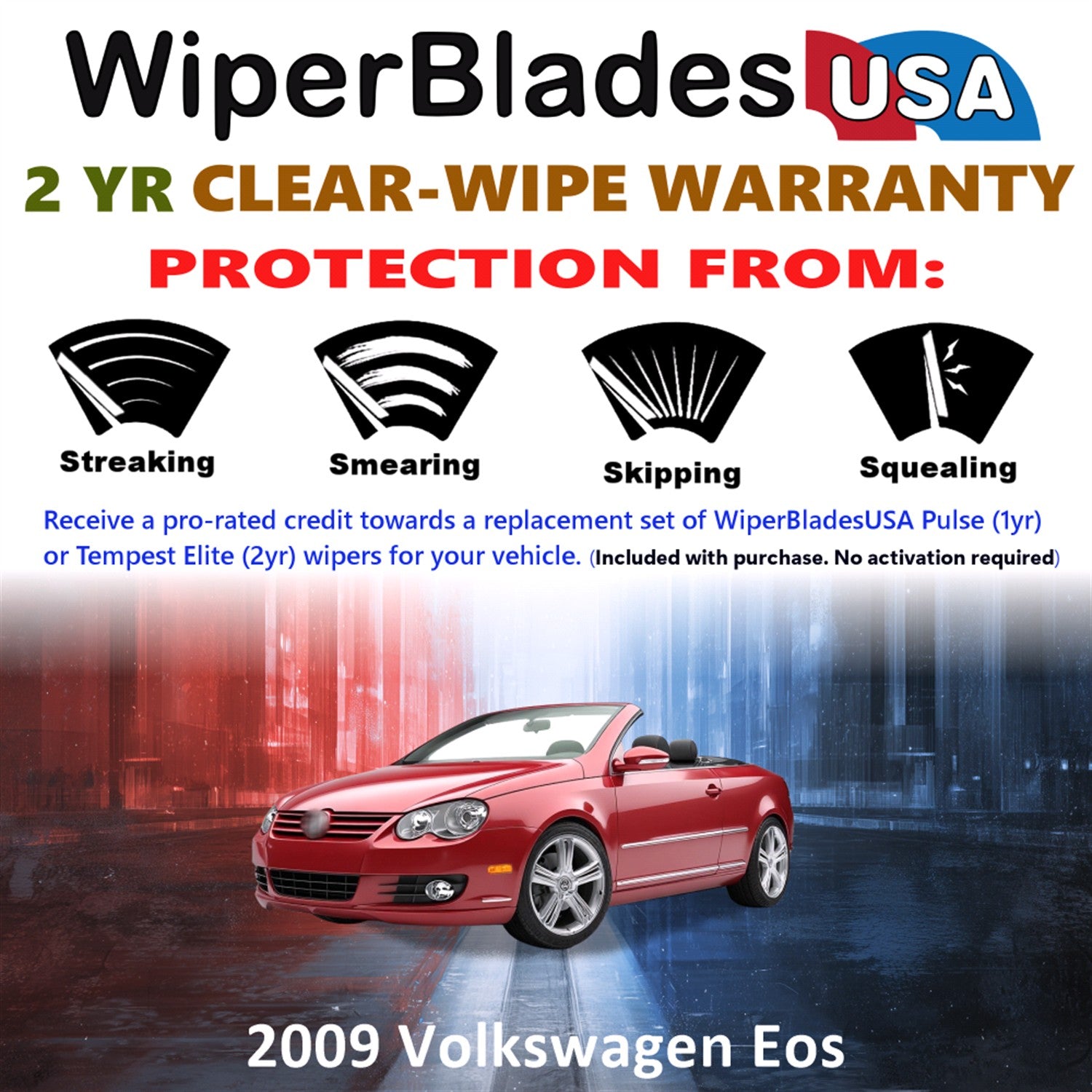 2009 Volkswagen Eos Front Wiper blades Set  Includes 2yr Wear Warranty & Free Delivery