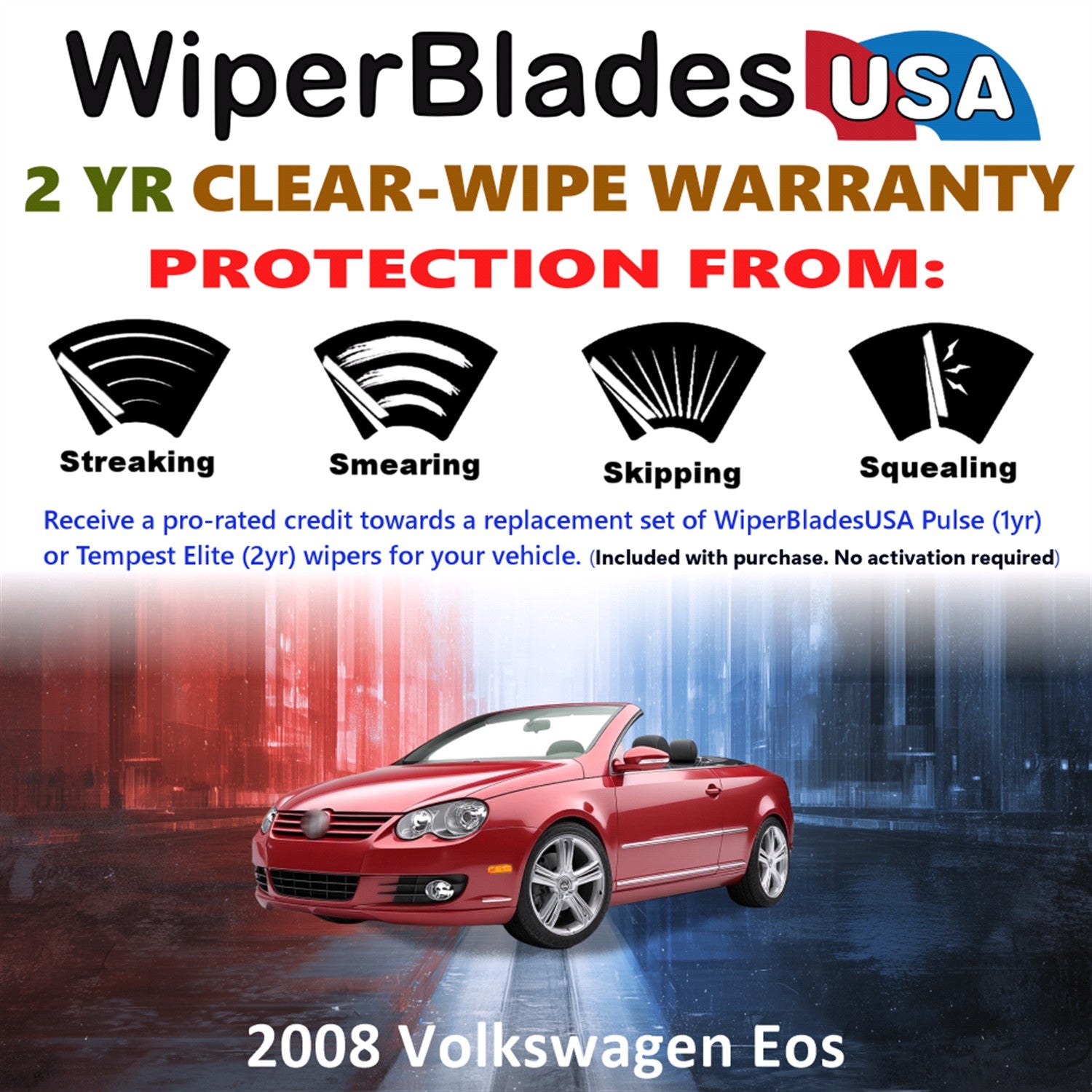 2008 Volkswagen Eos Front Wiper blades Set  Includes 2yr Wear Warranty & Free Delivery