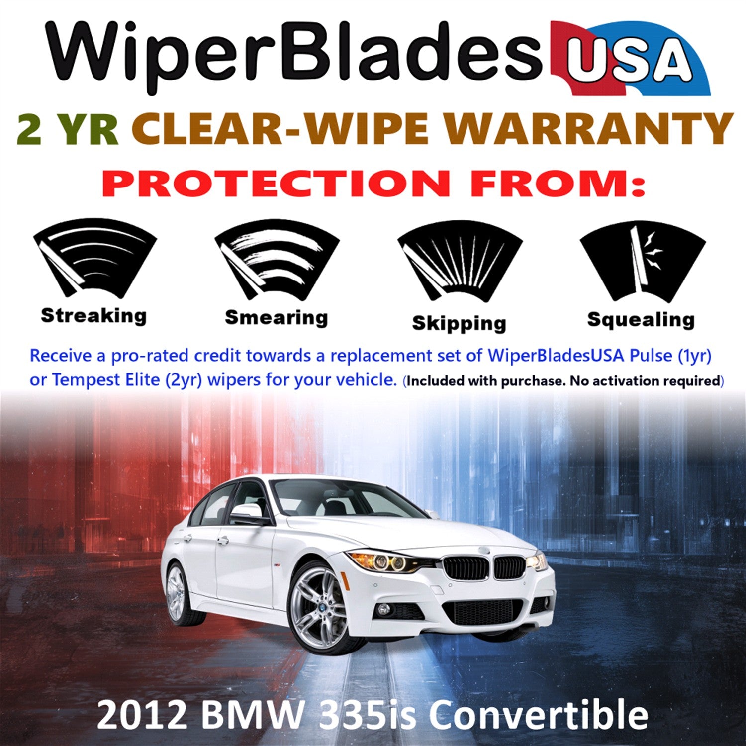 2012 BMW 335is Front Wiper blades Set  Includes 2yr Wear Warranty & Free Delivery