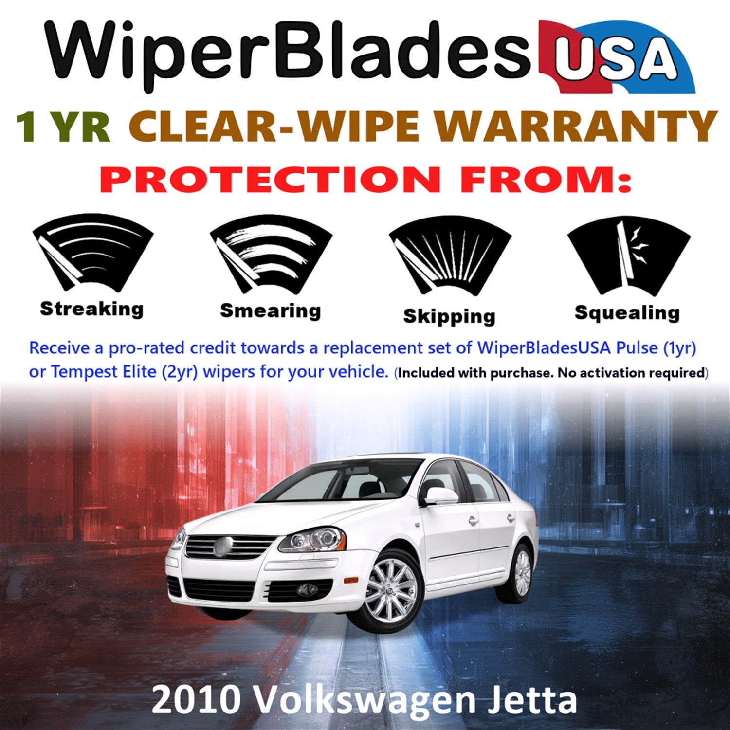 2010 Volkswagen Jetta Front w/Rear Wiper blades Set Includes 1yr Wear Warranty & Free Delivery
