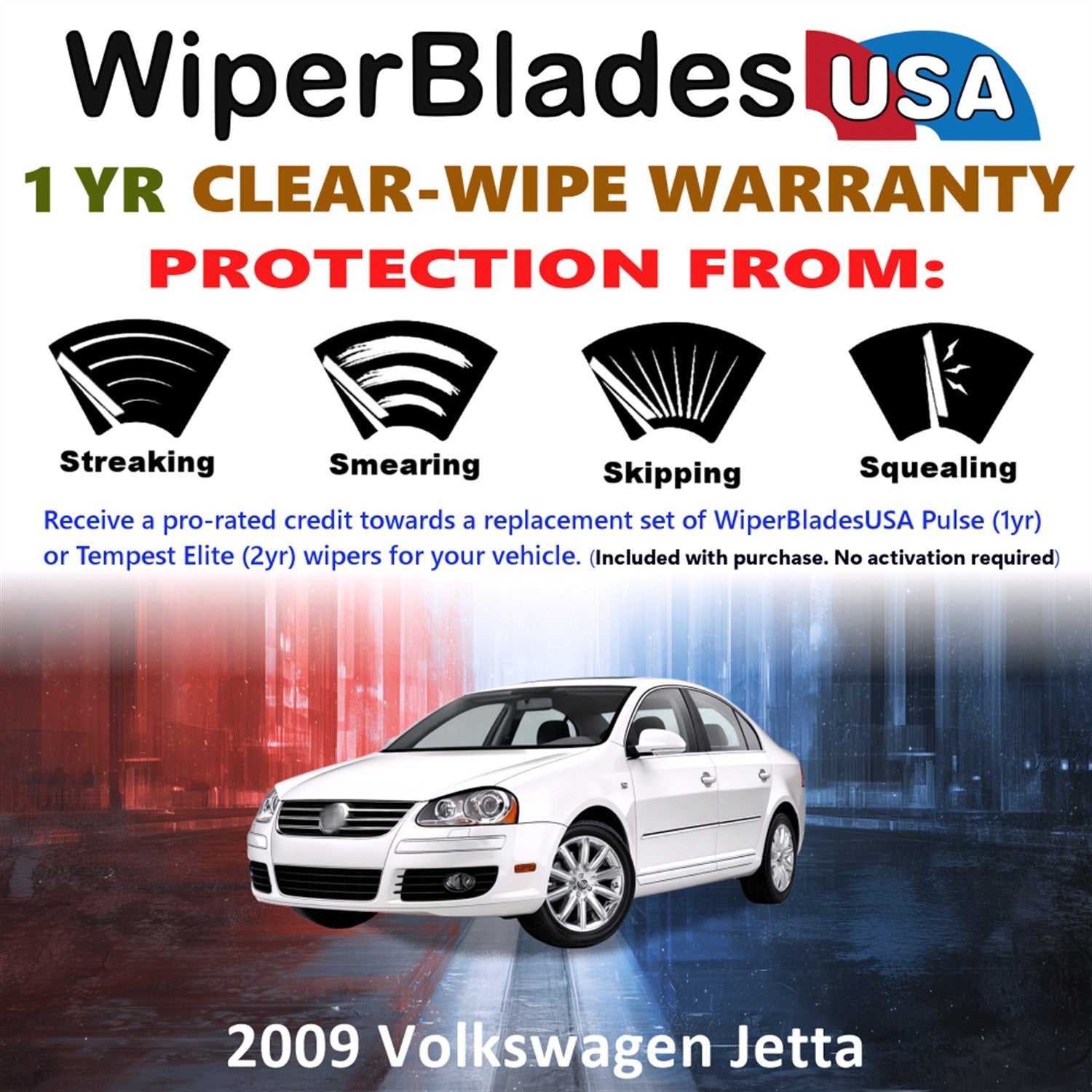 2009 Volkswagen Jetta Front w/Rear Wiper blades Set Includes 1yr Wear Warranty & Free Delivery