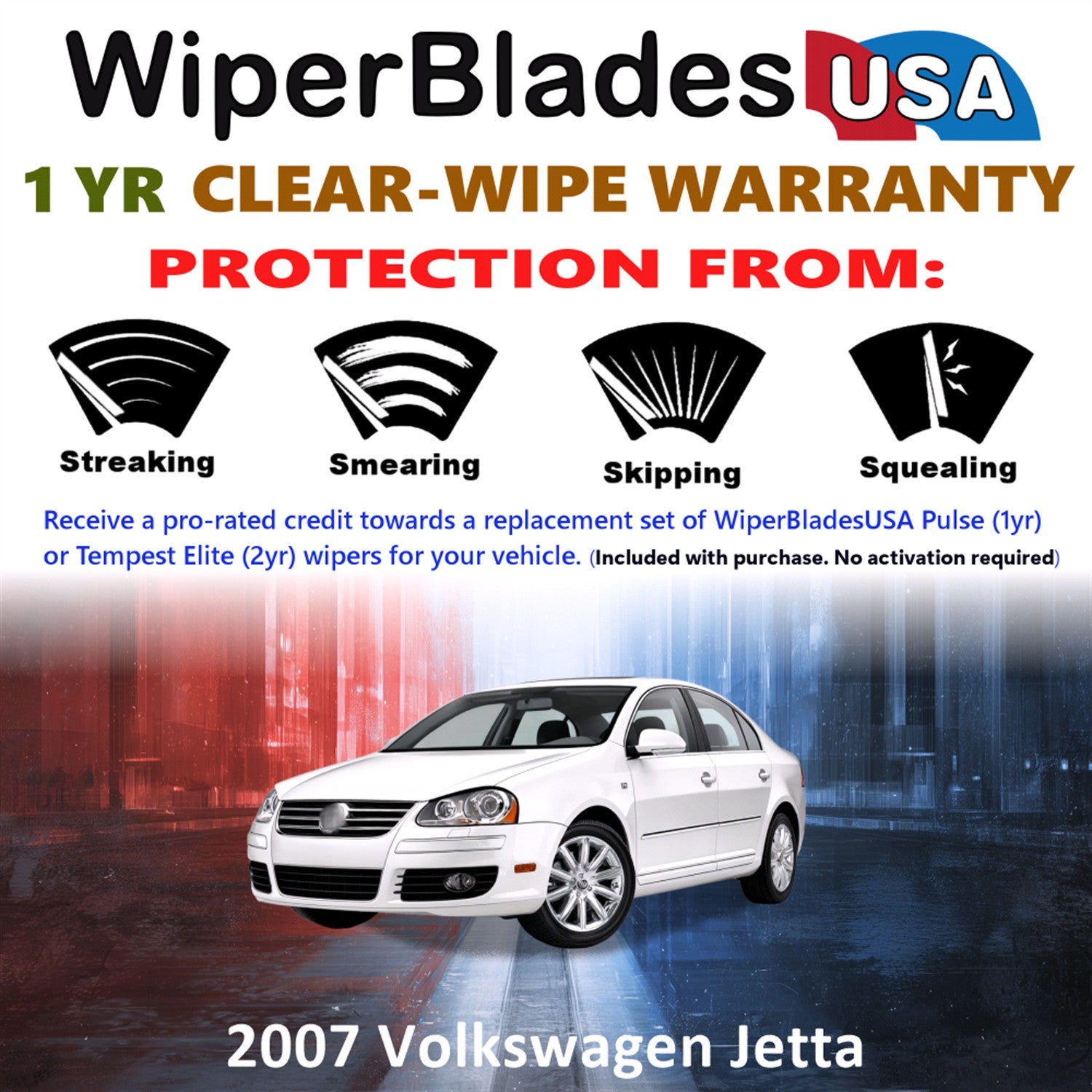 2007 Volkswagen Jetta Front Wiper blades Set Includes 1yr Wear Warranty & Free Delivery