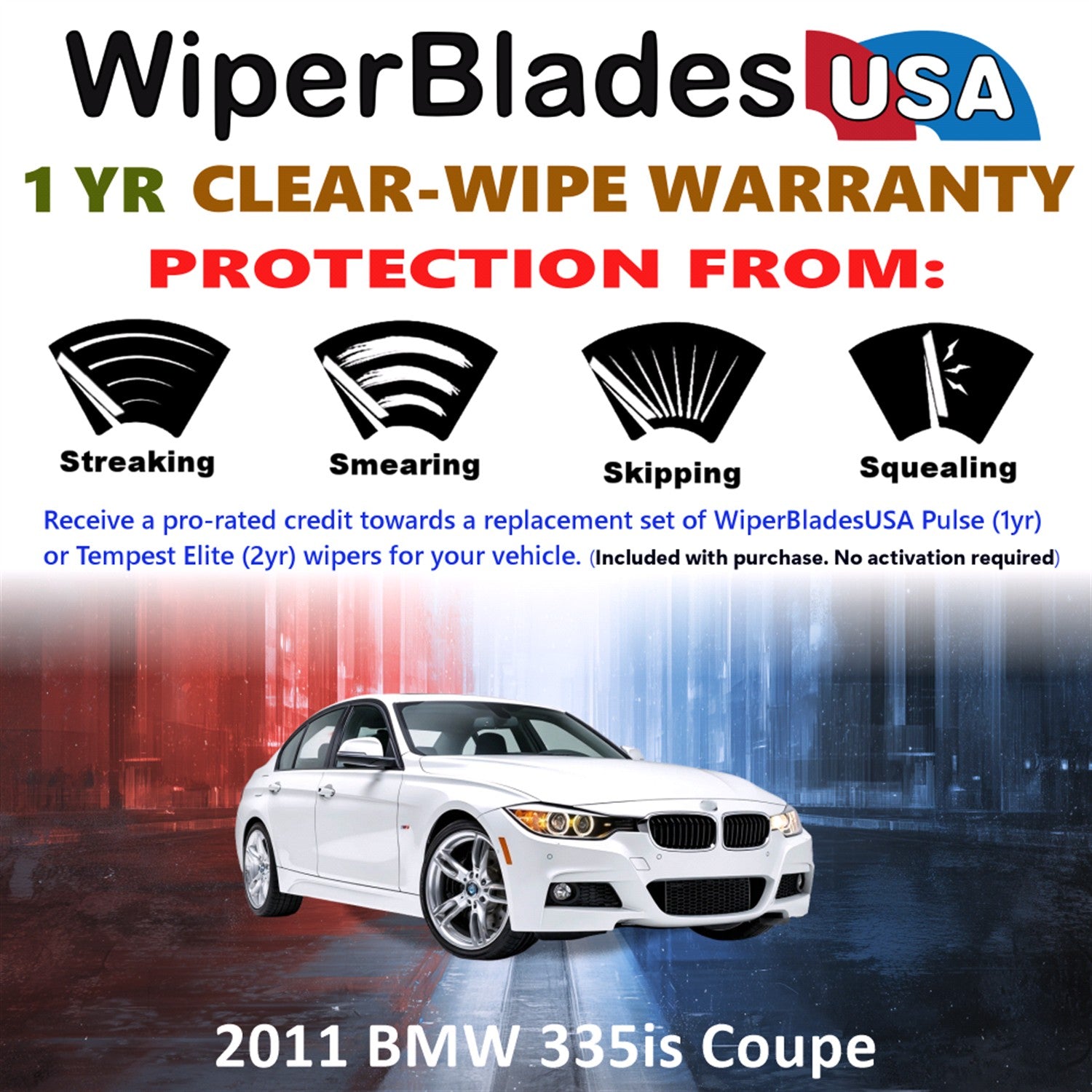 2011 BMW 335is Front Wiper blades Set Includes 1yr Wear Warranty & Free Delivery