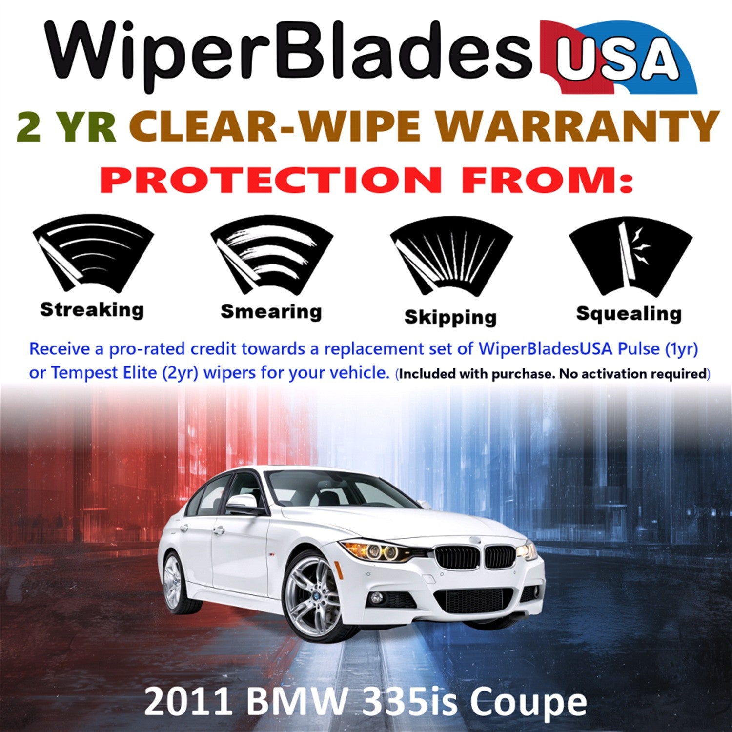 2011 BMW 335is Front Wiper blades Set  Includes 2yr Wear Warranty & Free Delivery