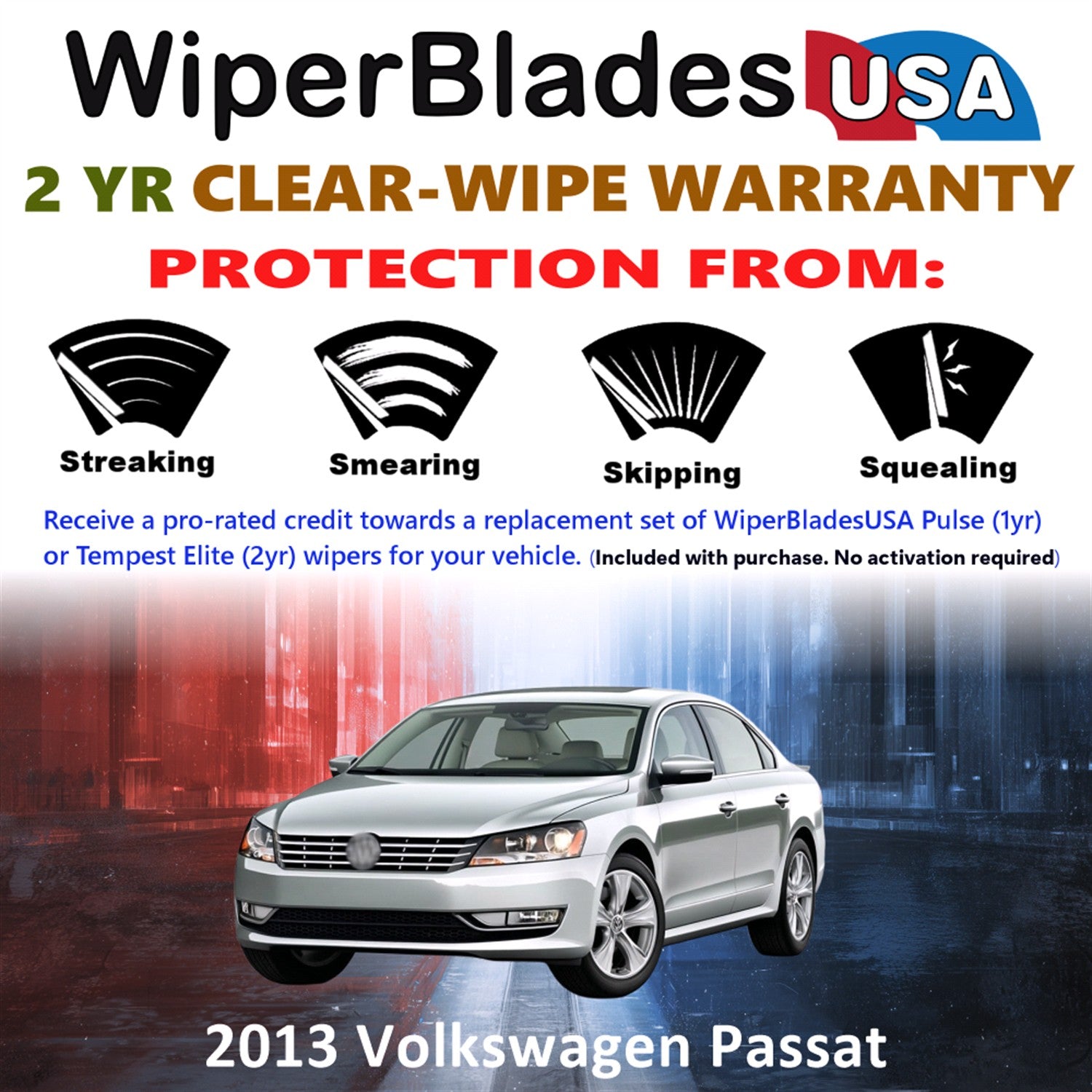 2013 Volkswagen Passat Front Wiper blades Set  Includes 2yr Wear Warranty & Free Delivery