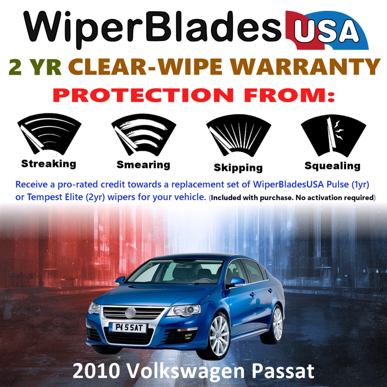 2010 Volkswagen Passat Front Wiper blades Set  Includes 2yr Wear Warranty & Free Delivery