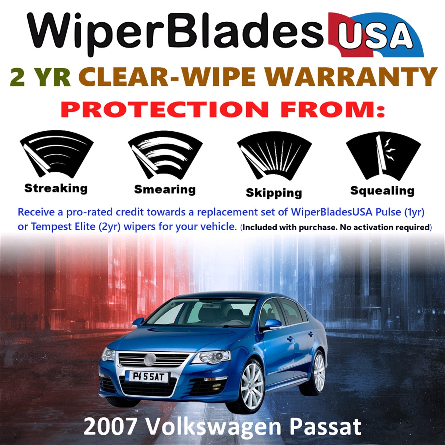 2007 Volkswagen Passat Front Wiper blades Set  Includes 2yr Wear Warranty & Free Delivery