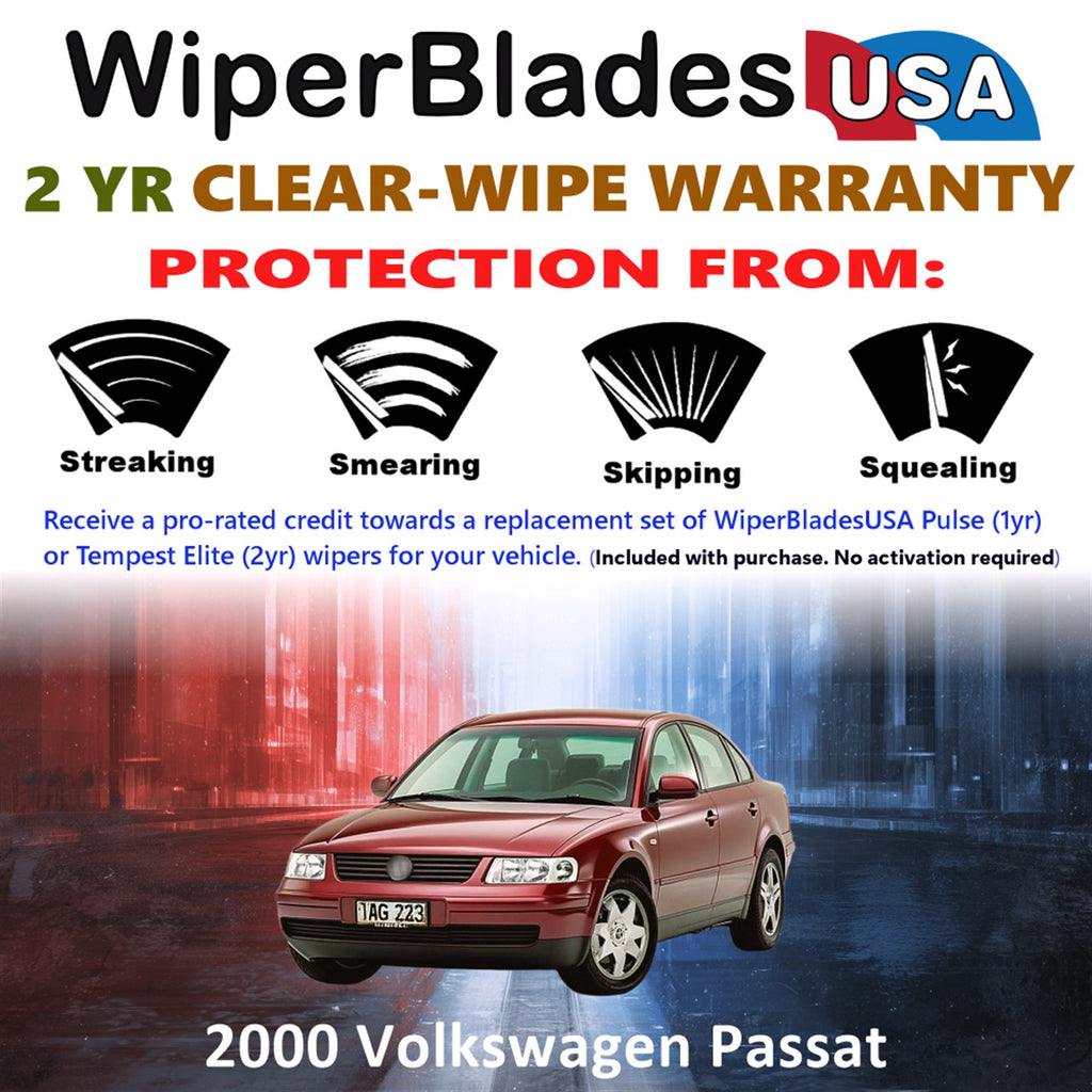 2000 Volkswagen Passat Front w/Rear Wiper blades Set  Includes 2yr Wear Warranty & Free Delivery