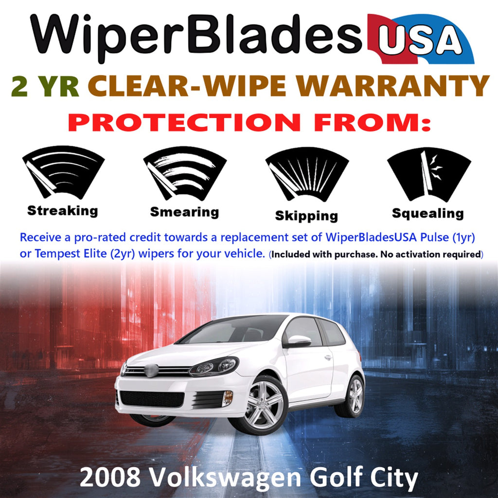 2008 Volkswagen Golf City Front Wiper blades Set  Includes 2yr Wear Warranty & Free Delivery