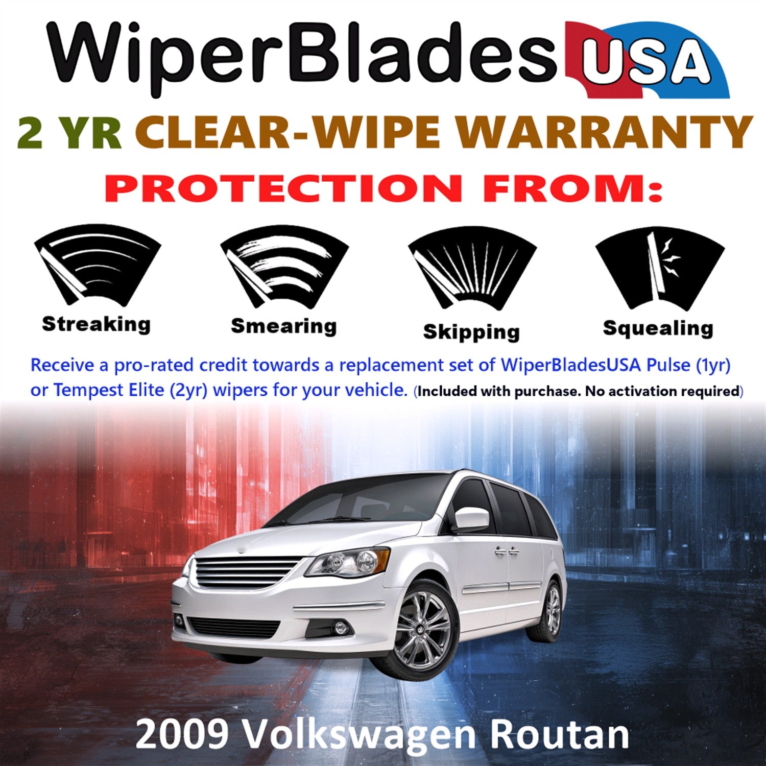 2009 Volkswagen Routan Front Wiper blades Set  Includes 2yr Wear Warranty & Free Delivery
