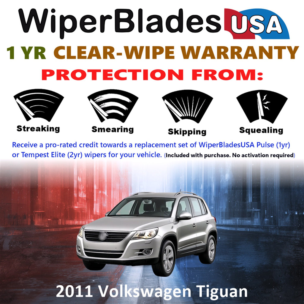 2011 Volkswagen Tiguan Front Wiper blades Set Includes 1yr Wear Warranty & Free Delivery