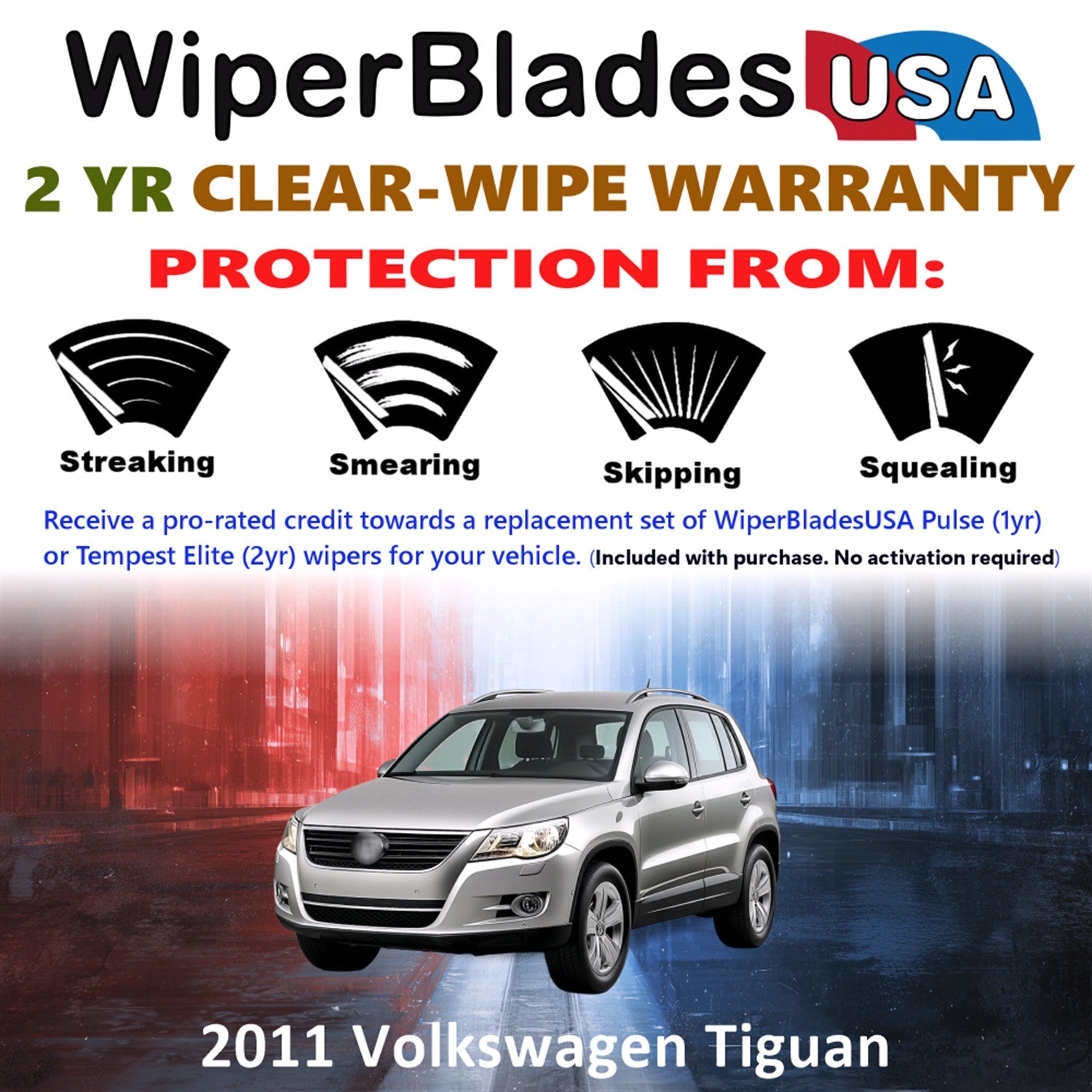 2011 Volkswagen Tiguan Front Wiper blades Set  Includes 2yr Wear Warranty & Free Delivery