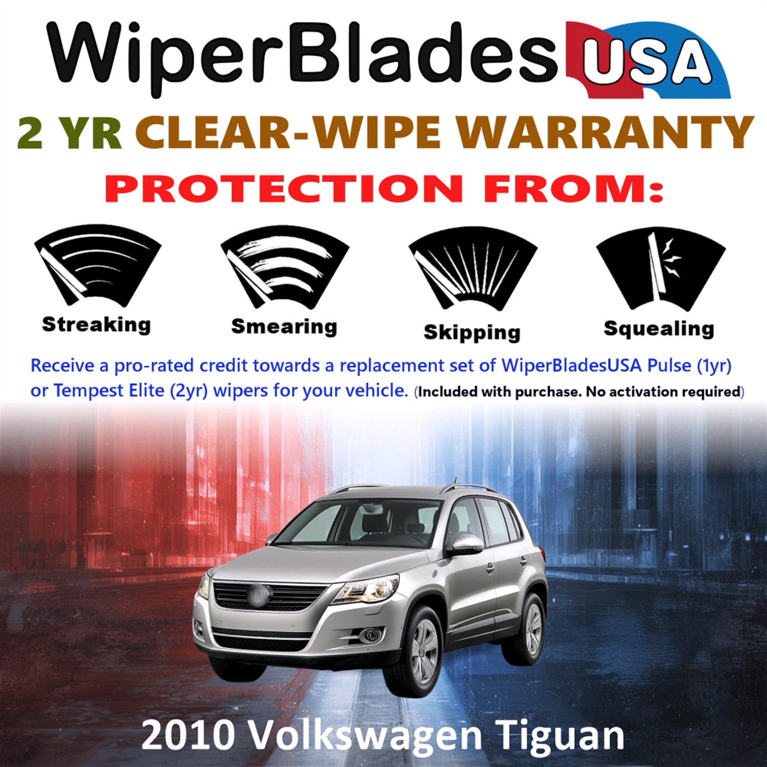 2010 Volkswagen Tiguan Front Wiper blades Set  Includes 2yr Wear Warranty & Free Delivery