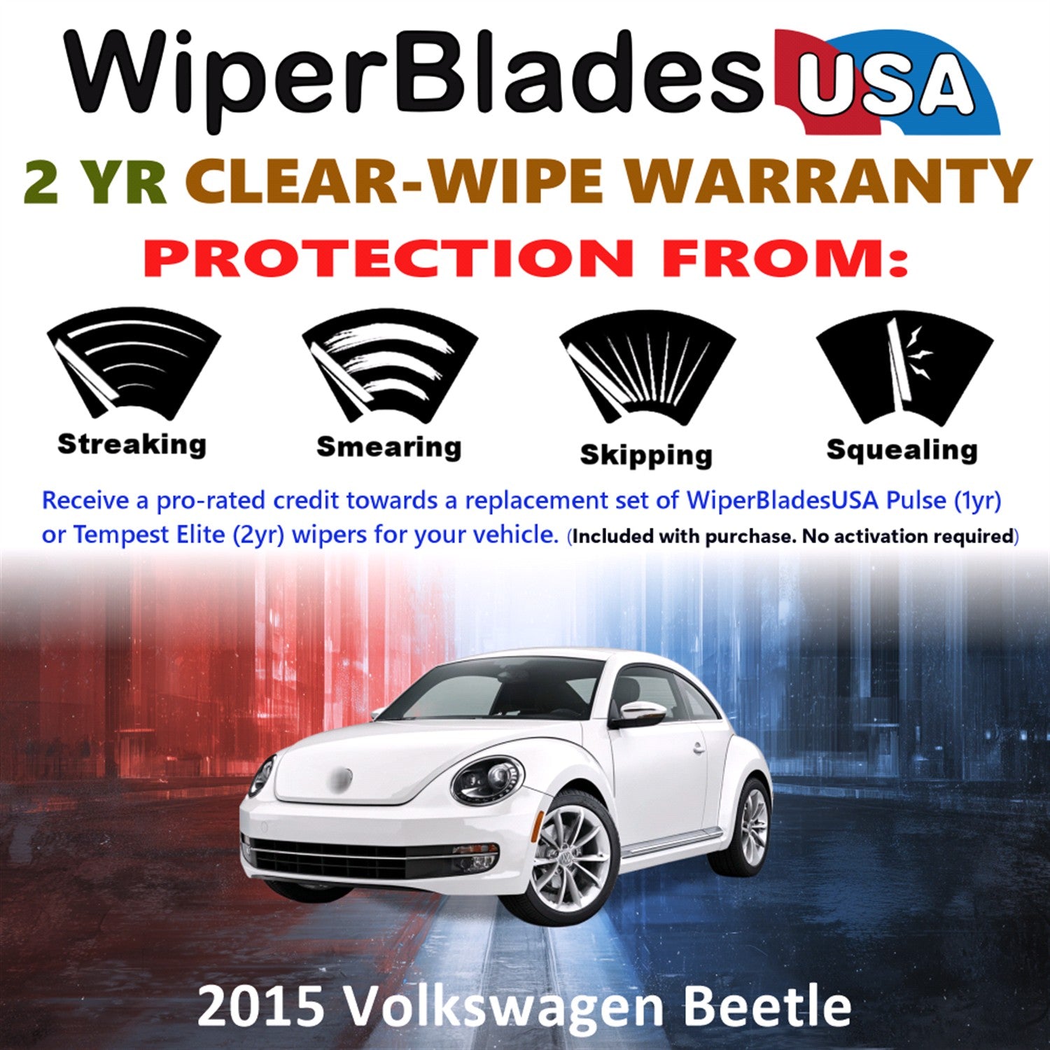 2015 Volkswagen Beetle Front Wiper blades Set  Includes 2yr Wear Warranty & Free Delivery