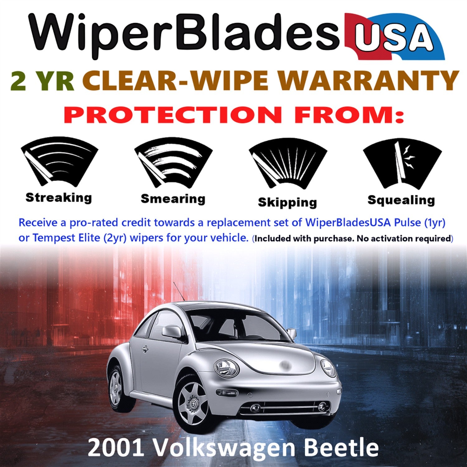 2001 Volkswagen Beetle Front Wiper blades Set  Includes 2yr Wear Warranty & Free Delivery